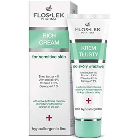Floslek Pharma Hypoallergenic Rich Cream for Hypersensitive Skin with Almond Oil 50ml