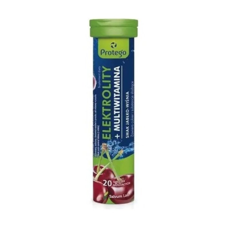 Protego Electrolytes Multivitamin Cherry-Apple Flavor, 20 Effervescent Tablets