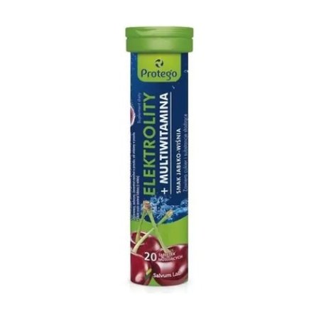 Protego Electrolytes Multivitamin Cherry-Apple Flavor, 20 Effervescent Tablets