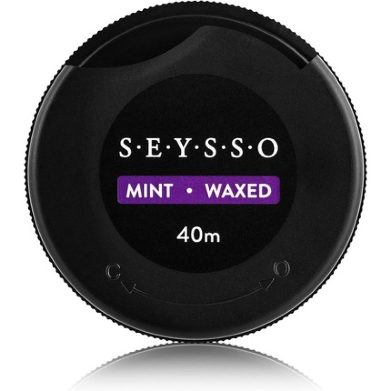 SEYSSO Black Dental Floss with Carbon Antibacterial 40m Mint Waxed