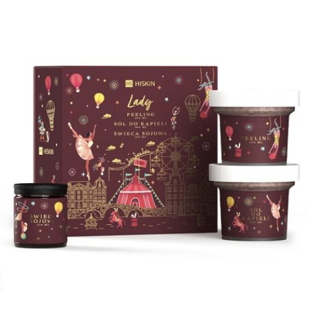Hiskinset Lady Body Peeling 200ml, Bath Salt 200ml, Soy Candle 100ml