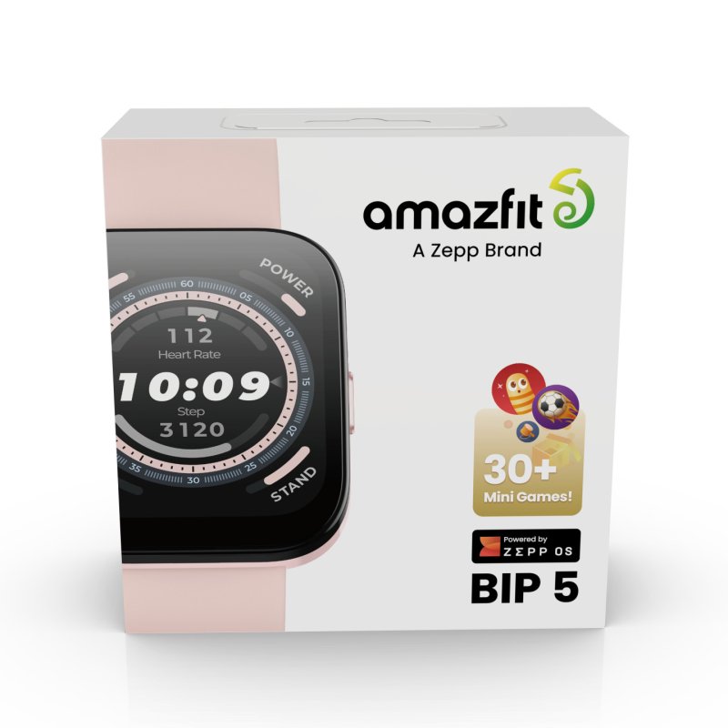 Amazfit Bip 5 4.85 cm (1.91") TFT 45.9 mm Digital 320 x 380 pixels Touchscreen Pink GPS (satellite)