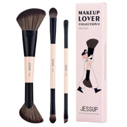 Jessup Makeup Lover Collection 6-In-3 Duo-End Travel Brush Collection Set Of 3 Makeup Brushes 1507