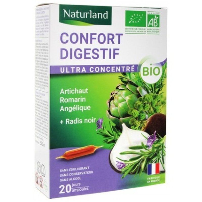 Naturland Digestive Comfort Organic Food Supplement 20 Drinking Bottles 10ml