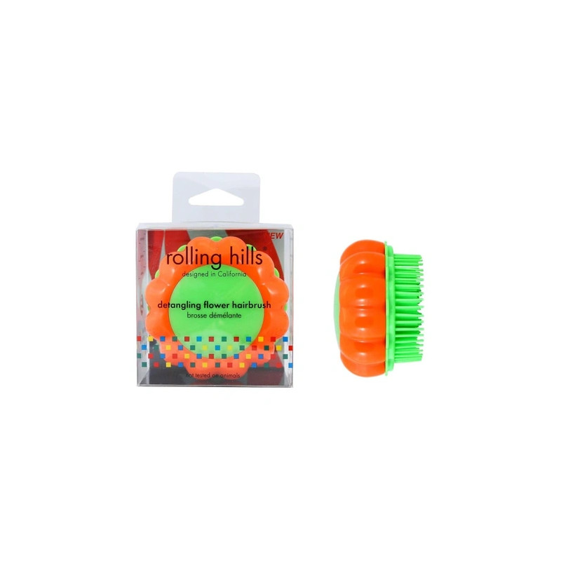 Rolling Hills Detangling Flower Hairbrush In Orange And Green