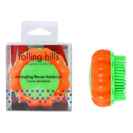 Rolling Hills Detangling Flower Hairbrush In Orange And Green