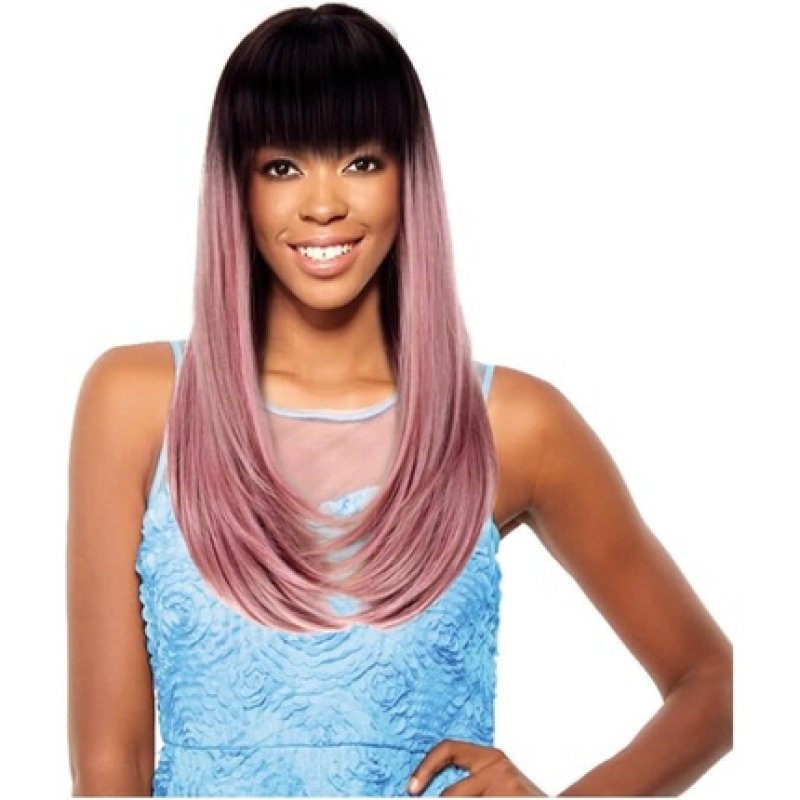 Sleek Evie Synthetic Lace Long Straight Wig Color 1