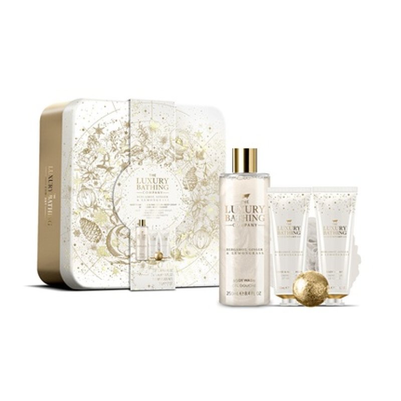 Grace Cole Body Care Gift Set In Tin Can With Bergamot, Ginger, And Lemongrass - 5 Pieces