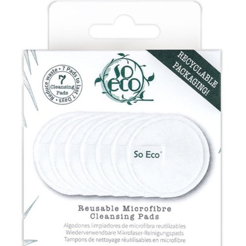 So Eco Reusable Soft Microfiber Cleansing Pads for All Skin Types - Pack of 7