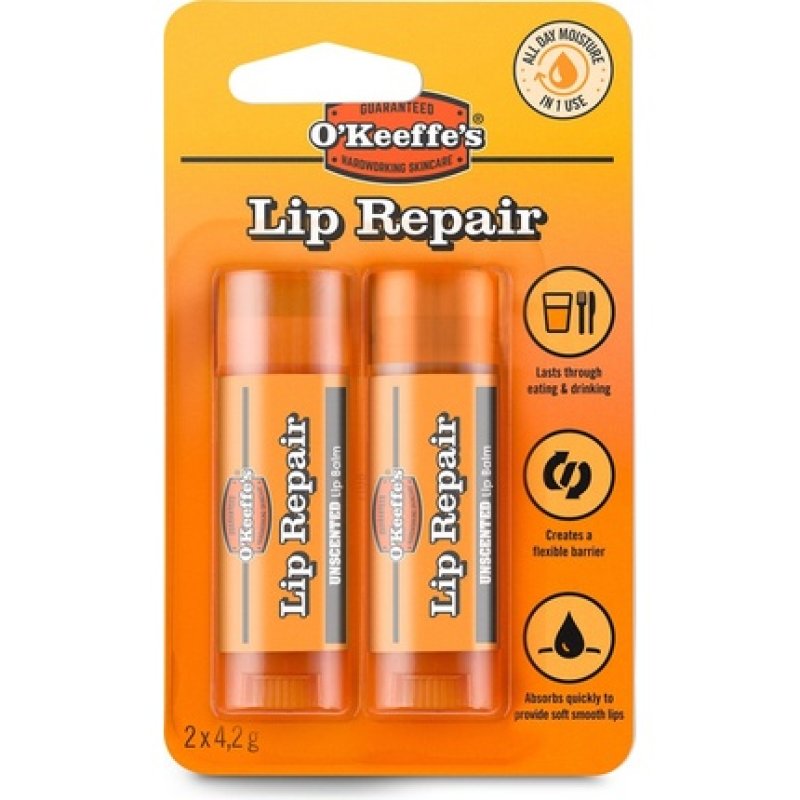 O'Keeffe's Lip Repair Unscented Duo Blister - Perfect For Dry Lips