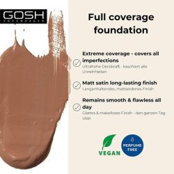 GOSH Dextreme Full Coverage Foundation 30ml - Vegan Face Makeup with High Coverage - 008 Golden