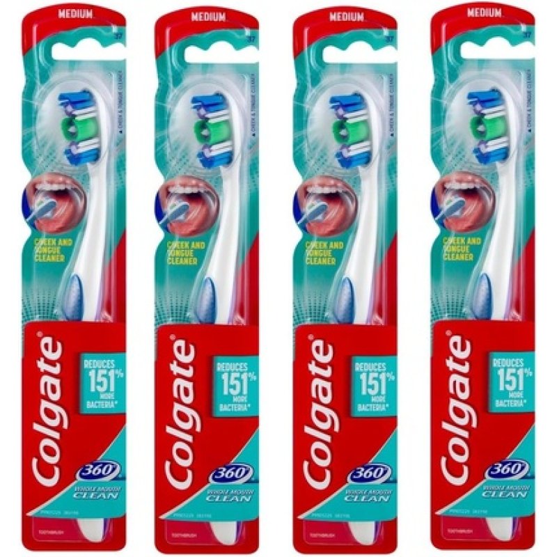 Colgate 360 Whole Mouth Clean Toothbrush with Tongue Cleaner Medium