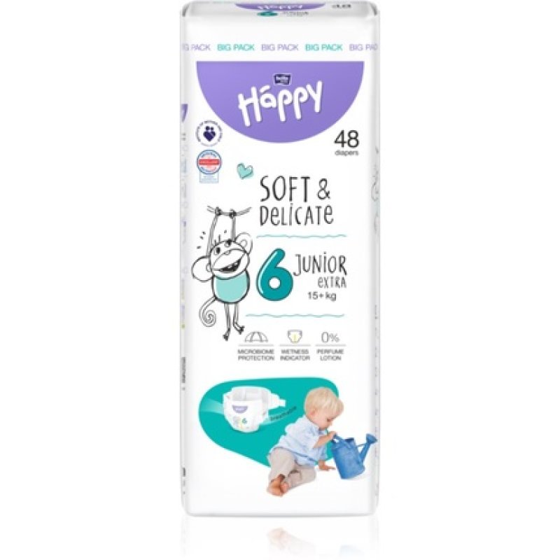 BELLA Baby Happy Soft&Delicate Size 6 Junior Extra Disposable Diapers - 15 kg, 48 pcs