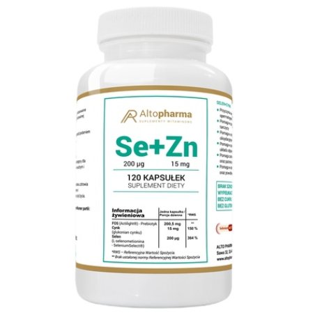 Altopharma Organic Selenium 200 Micrograms Zinc 15 Milligrams Prebiotic Dietary Supplement 120 Capsules