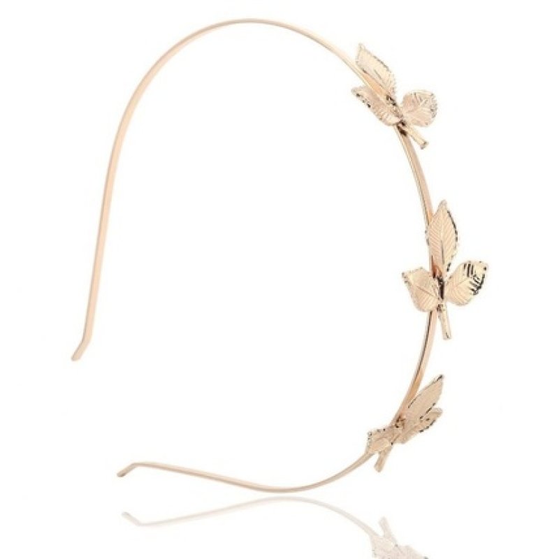 Ecarla Hair Band With Leaves Gold - Stylish Hair Accessory