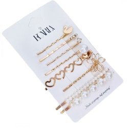 Ecarla Gold Hair Slides Set - Set Of 8 Elegant Gold Hair Slides
