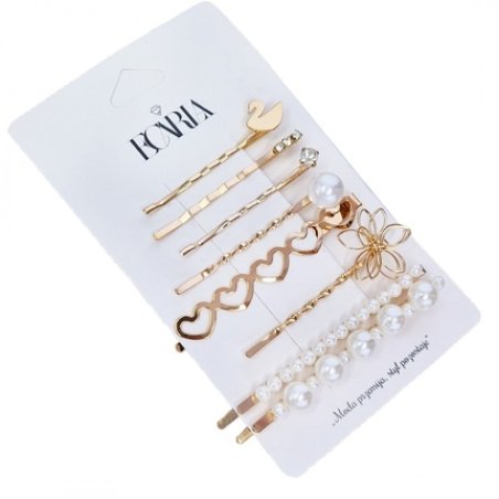 Ecarla Gold Hair Slides Set - Set Of 8 Elegant Gold Hair Slides