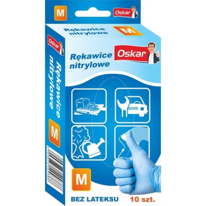 Oskar Nitrile Gloves - Size M, 10 Pieces