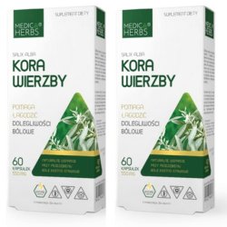 Medica Herbs Willow Bark Extract 25% Salicin from Salix Alba Bark 120 Capsules