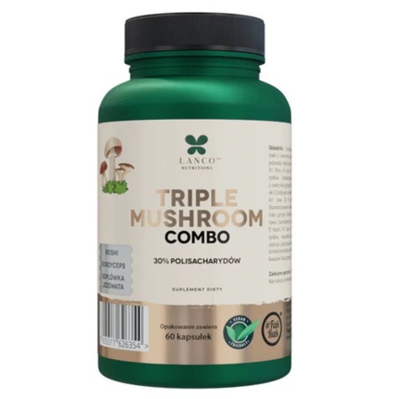 Lanco Nutritions Triple Mushroom Combo Lion's Mane Reishi Cordyceps 60 Capsules