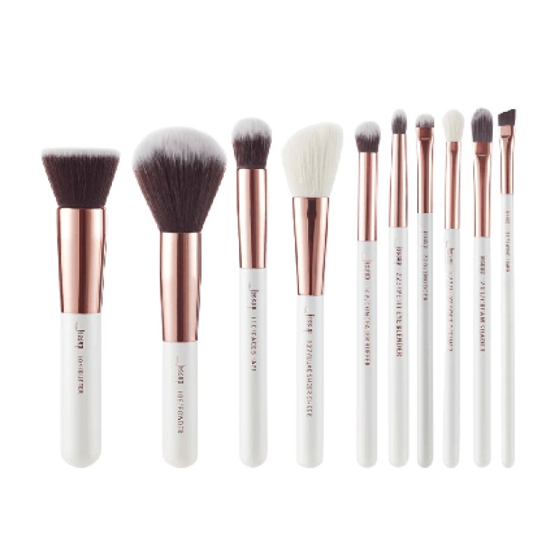 Jessup 10pcs White/Rose Gold Mix Hair Brush Set