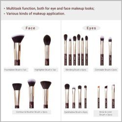 Jessup Makeup Brush Set Professional Soft Natural Bristle Foundation Eyeshadow Blending Blusher Buffer Concealer Brush