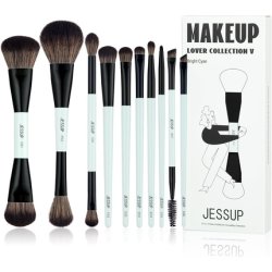 Jessup Makeup Brushes Set 10pcs Double Ended Makeup Brushes for Foundation