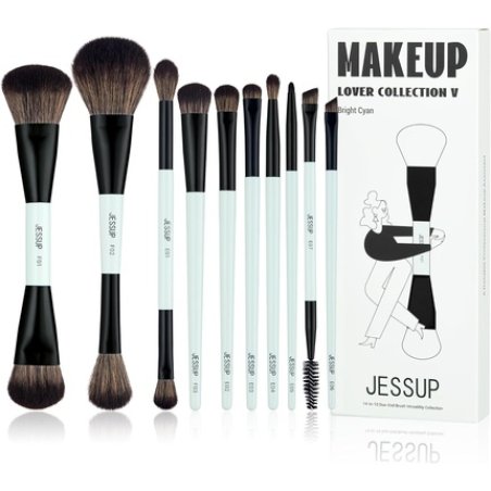Jessup Makeup Brushes Set 10pcs Double Ended Makeup Brushes for Foundation