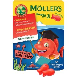 Moller's Omega-3 Little Fish Strawberry Gummies 36 Count