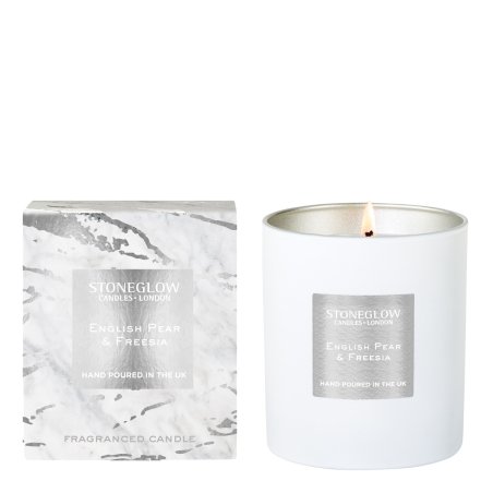 Stoneglow English Pear & Freesia bougie en cire Rond Freesia, Poire Blanc 1 pièce(s)