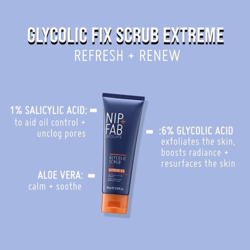 Nip Fab Glycolic Acid Fix Face Scrub Extreme with Salicylic Acid and Aloe Vera 75ml