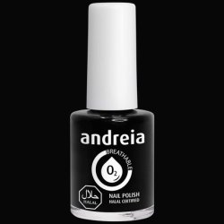 Andreia Halal Breathable Nail Polish Water Permeable Glossy Vegan and Cruelty-Free B21 Black Glossy 10.5ml