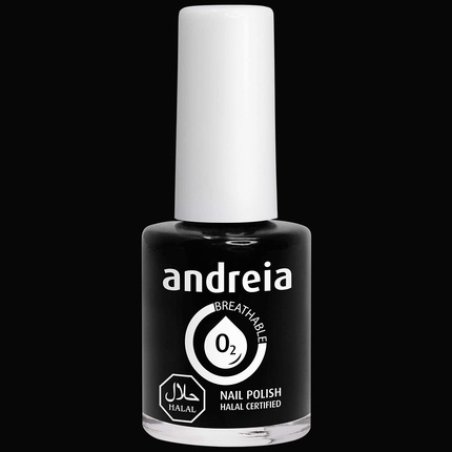 Andreia Halal Breathable Nail Polish Water Permeable Glossy Vegan and Cruelty-Free B21 Black Glossy 10.5ml