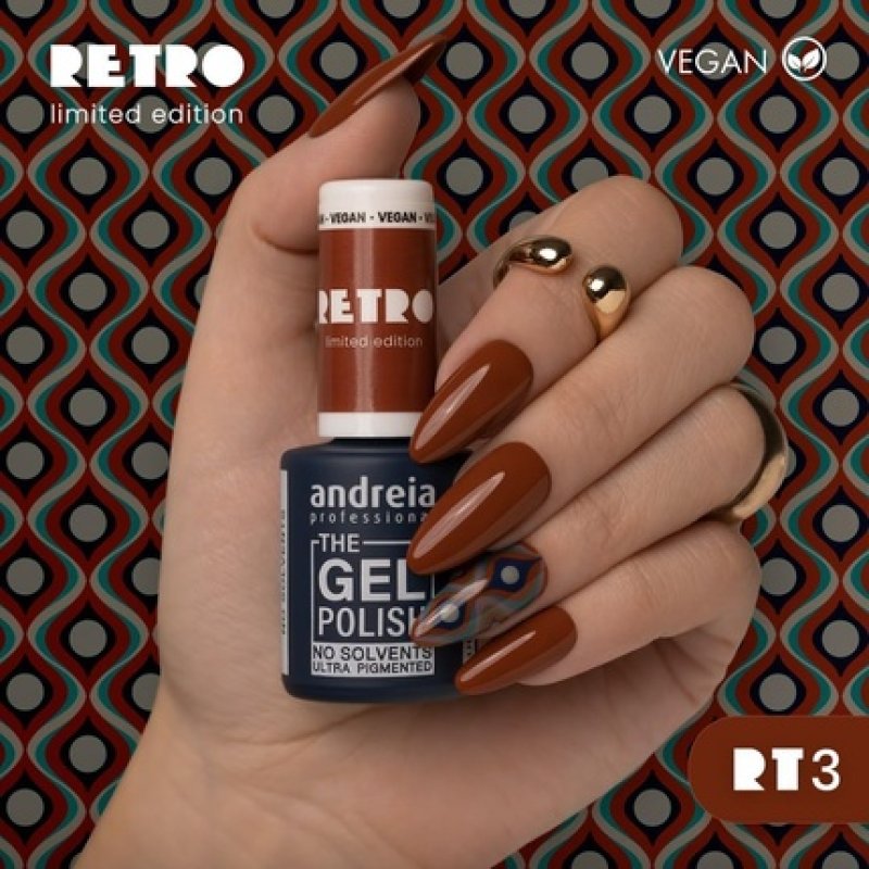 Andreia Professional The Gel Polish Solvent Free Gel RETRO Limited Collection Colour RT3 Timeless Terracotta Brown