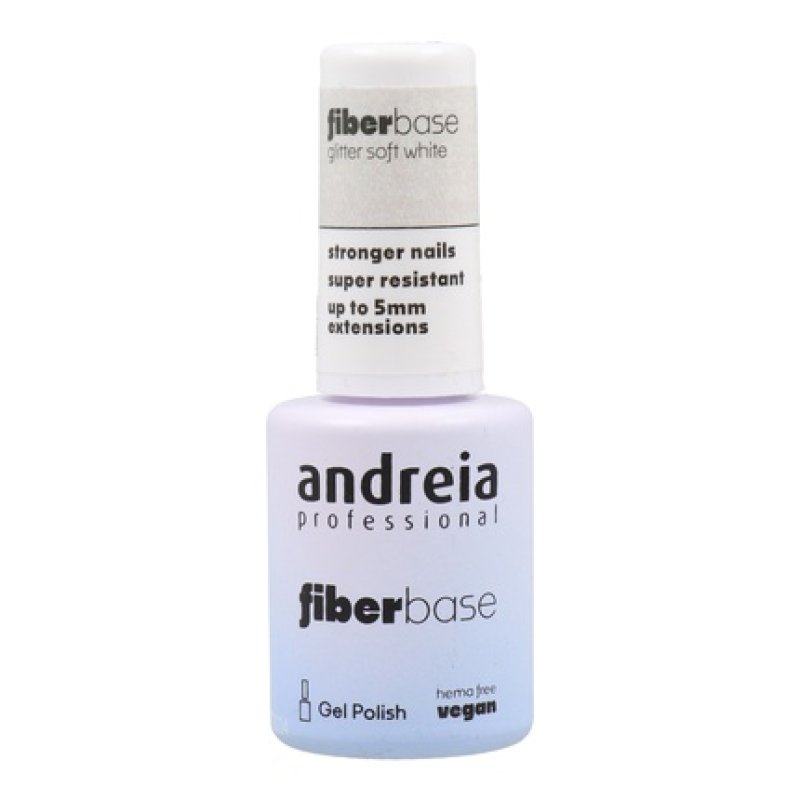 Andreia Gel Polish Fiber Base Color Glitter Soft White - 10.5 Ml