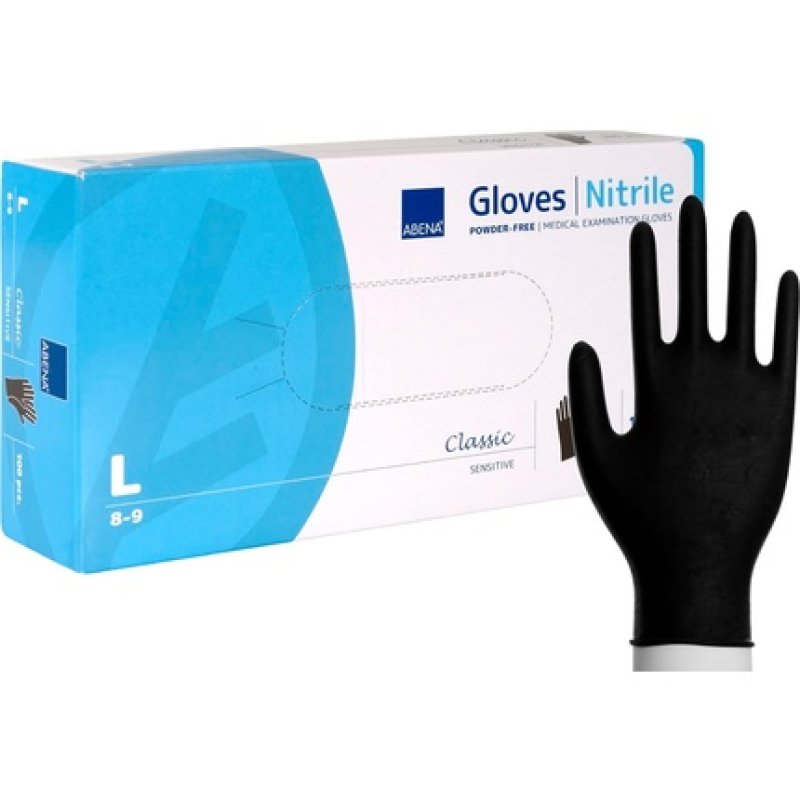 ABENA Black Nitrile Medical Gloves Examination Gloves Clinical Gloves for Medical Supplies Powder-Free Gloves for