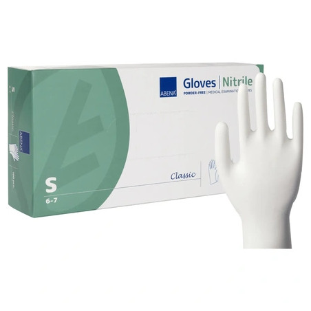 Abena Nitrile Gloves Powder Free White Size Small