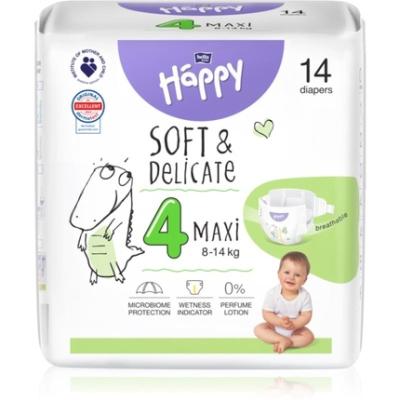 BELLA Baby Happy Soft&Delicate Size 4 Maxi Disposable Diaper - 8-14 kg, 14 pcs