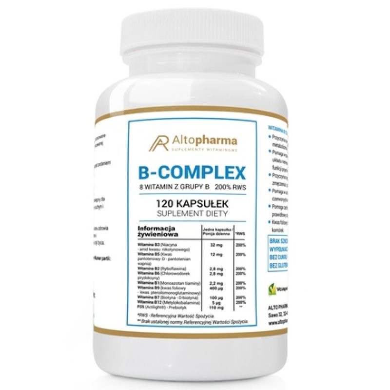 Altopharma Vitamin B Complex 200% Recommended Daily Allowance Dietary Supplement - 120 Capsules