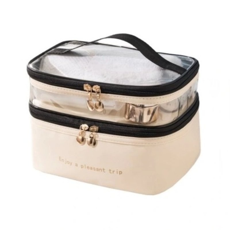 Ecarla Women's Expandable Cosmetic Bag In Cream