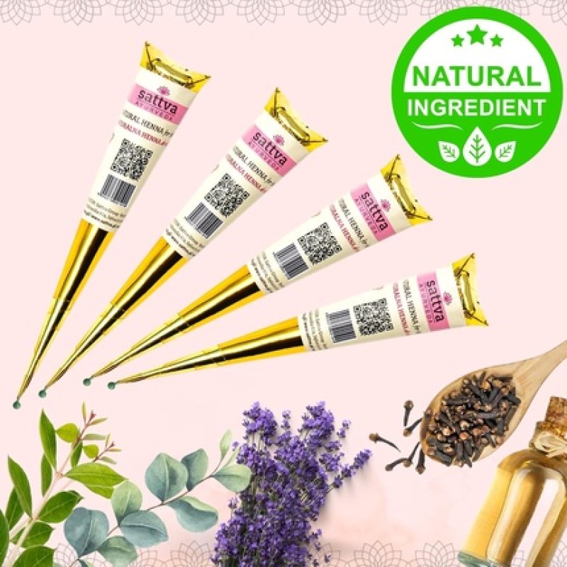 Sattva Ayurveda Natural Brown Henna Tattoo Color Perfect for Brown Tattoo