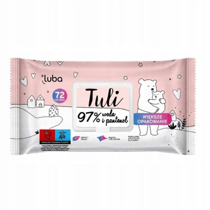 Luba Tuli Moisturizing Wipes For Children With Water And Panthenol - 72 Pieces