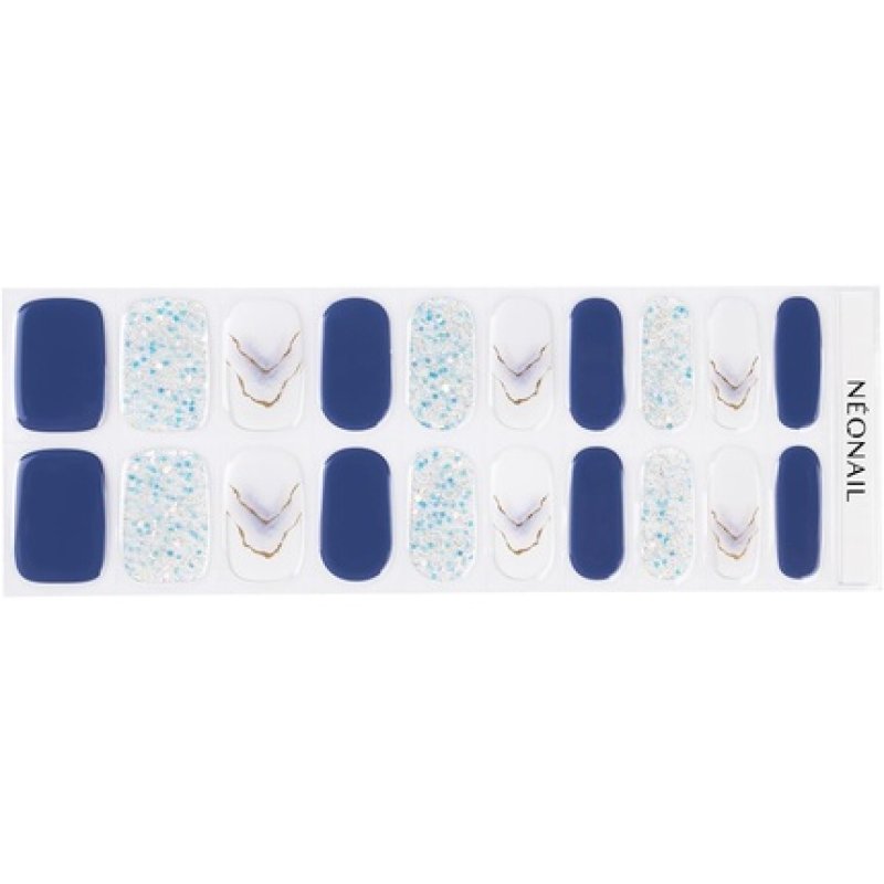 NEONAIL UV Gel Stickers Easy On M10 Blue Glitter 15 Patterns Nail Stickers Nail Polish Strips Gel Nail Stickers Nail