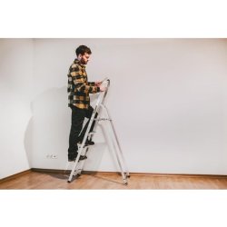 Drabest 5 Step Aluminum Folding Ladder with Safety Rail