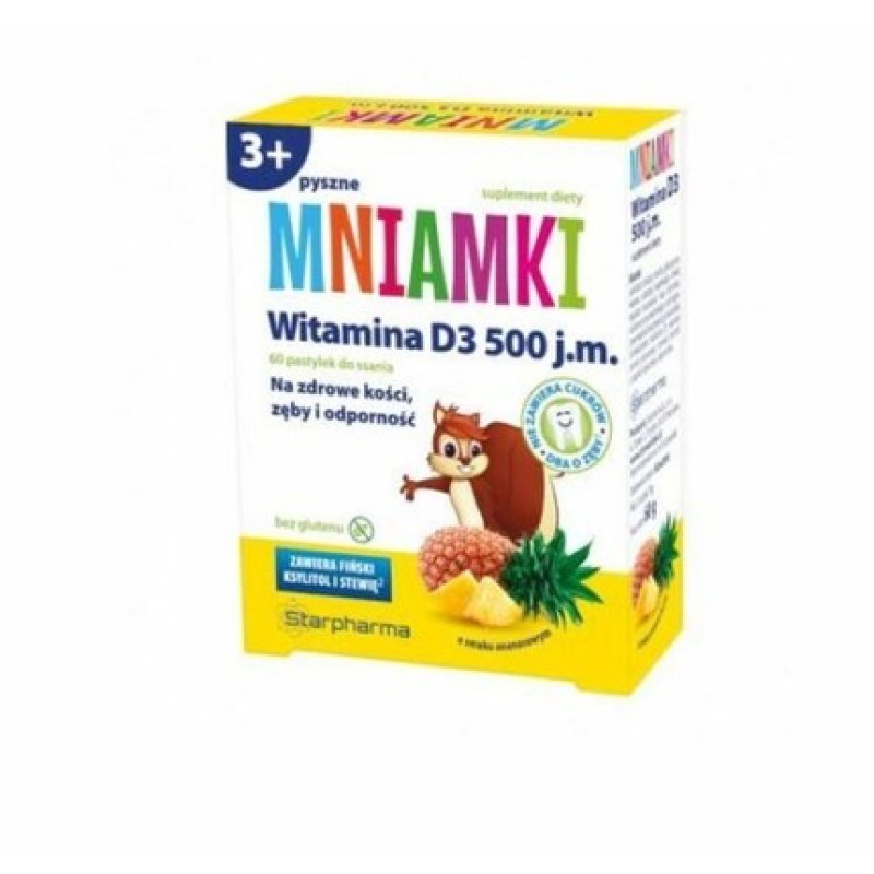 MNIAMKI Vitamin D3 Children's Immune System Healthy Bones Teeth 60 Chewable Tablets