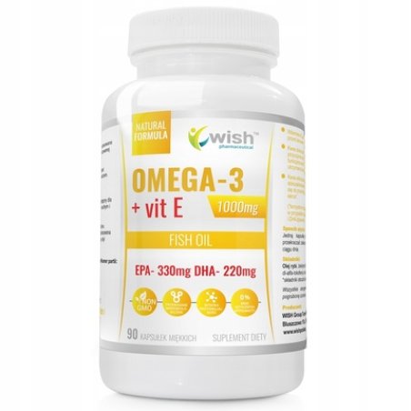 Wish Pharmaceutical Omega-3 1000mg Vitamin E Dietary Supplement 90 Capsules