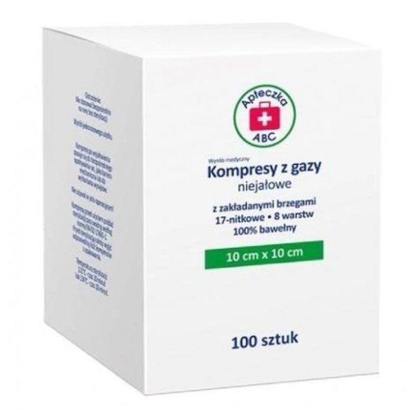 Abc First Aid Kit Non-Sterile Gauze Swabs, 17-Threaded, 8 Layers, 10x10cm, 100 Pieces - Long Validity