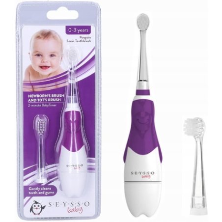 SEYSSO Baby Penguin Safe Sonic Electric Toothbrush for Children 0-3 Years Old with LED Light 16000 Soft Sonic Movements