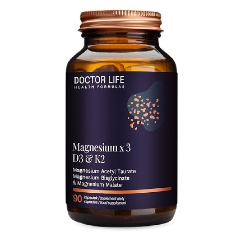 Doctor Life Magnesium X3 D3 K2 Dietary Supplement - 90 Capsules