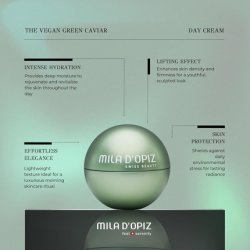 The Vegan Green Caviar Day Cream by Mila D'Opiz for Women 1.69 Oz